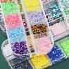 editTime 5 Boxes Shiny Colorful Nail Art Rhinestones Kit Crystals AB Flatback Jelly Mermaid Pearl Rhinestones Stones Gems with Pick Up Pen and Curved Tweezer (2mm)