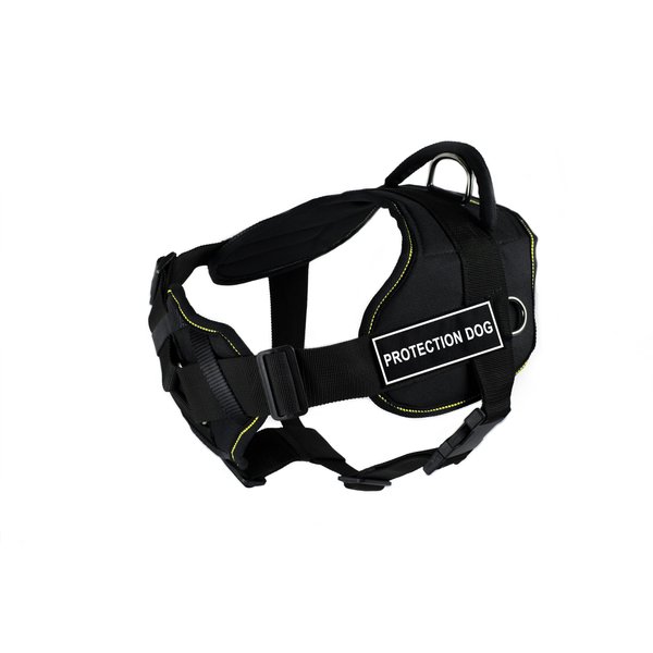 Dean & Tyler Fun Works Protection Dog Harness with Padded Chest Piece, Small, Fits Girth Size: 22-Inch to 27-Inch, Black with Yellow Trim