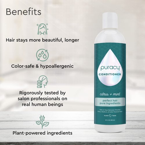 Puracy Conditioner, The Best Hair Days for Fine, Medium, and Color-Treated Hair, Perfect Hair from Pure Ingredients, Hair Stays Cleaner & Silkier Longer, 99.3% Natural Conditioner (12 Ounce)