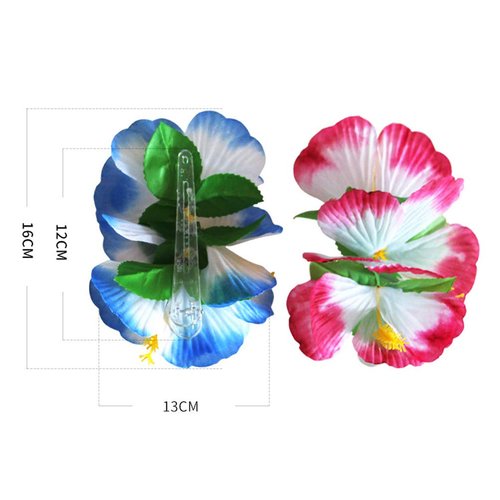6 Pcs Hibiscus Flower Hair Clips Hawaiian Beach Theme Artifical Flower Hair Accessories for Women Girls Costume Party Favors, Random Color