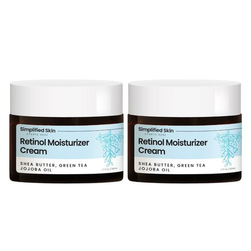 Simplified Skin 2.5% Retinol Cream Face Moisturizer w/Vitamin E & Hyaluronic Acid for Wrinkles & Acne - Eye Cream - Anti Aging Skin Care - Night & Day Moisturizer Face Cream 1.7 oz - 2 Pack