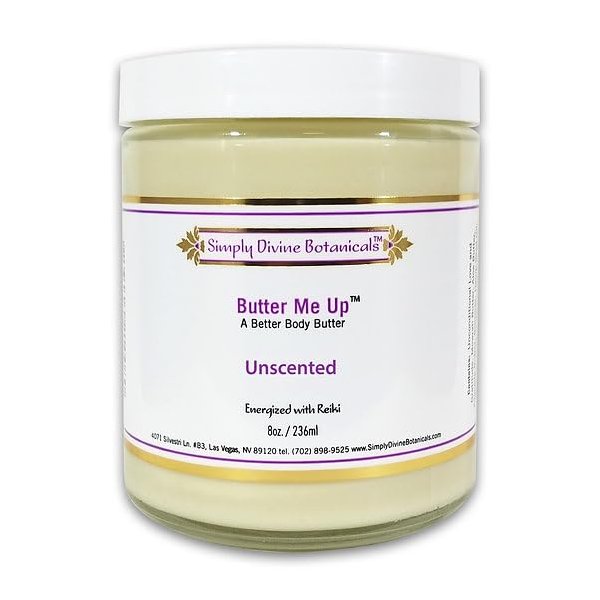Simply Divine Botanicals Butter Me Up All-Natural and Organic Body Butter with Aloe Butter, Avocado Butter, and Shea Oil to Hydrate and Renew, 8 oz (Unscented)