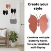 ARTiLETTO Butterfly 3D Blush Pink Butterfly Wall Hooks: Girl’s Bedroom Double-Hook Coat Rack Mount for Hanging Coat,Clothing,Backpacks,Purses,Jewelry,Towels, Girls Room DécorCut-Out Metal 2 Hangers