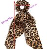 3 PCS Hair Scarf Scruncheis for Women- Hair Scarf with Bow Brown Hair Ties Leopard Ponytail Holders Hair Accessories for Girls Teens
