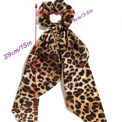3 PCS Hair Scarf Scruncheis for Women- Hair Scarf with Bow Brown Hair Ties Leopard Ponytail Holders Hair Accessories for Girls Teens