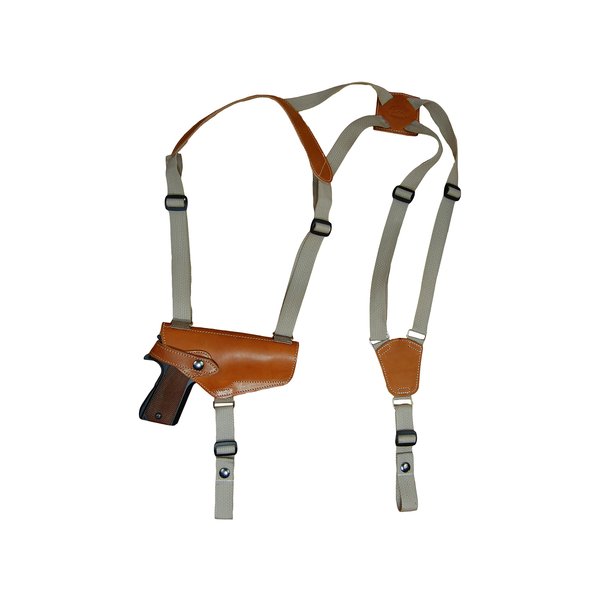 New Barsony Horizontal Saddle Tan Leather Shoulder Holster for Ruger SR9 SR40 Right