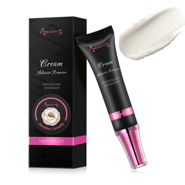 Beauty7 Eyelash Extension Remover Cream Sensitive Skin Eyelash Adhesive Remover Quick Dissolve Low Irritation Professional Eyelash Extensions Remover (Camellia 10g)