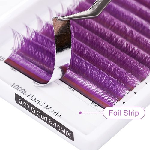 Light purple YY Eyelash Extension Lashes D Curl 0.07mm, 8-15mm Faux Mink Cluster Lash Extensions Soft Y Lashes Extensions Premade (8-15MM, 0.07-D,Light purple)
