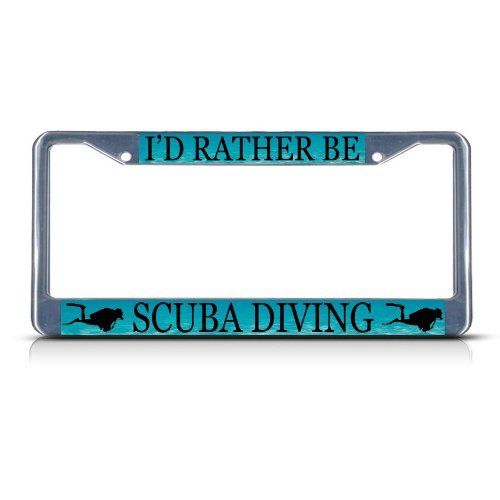 Fastasticdeals I'd Rather Be Scuba Diving Sport License Plate Frame Tag Holder Cover