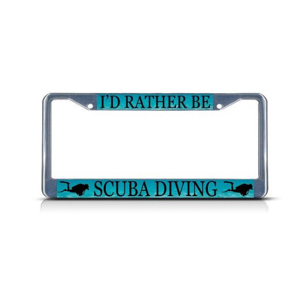 Fastasticdeals I'd Rather Be Scuba Diving Sport License Plate Frame Tag Holder Cover