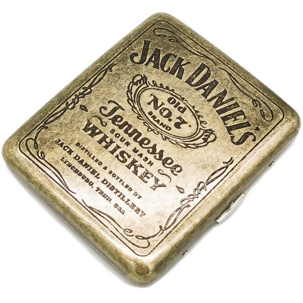 Cigarette Case Box Metal Retro 85mm King Size (18-20 Capacity) Sturdy Double Sided Spring Clip Open Pocket Holder Vintage Golden