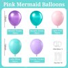 BAUANOOY Mermaid Balloons, 60pcs 12 Inch Pink Metallic Purple Green Blue Latex Balloons for Little Mermaid Birthday Decorations, Baby Shower, Under the Sea Party Decorations