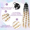Long Braided Bubble Colored Hair Extensions, 25 Inches Bubble Kinky Rave Straight Ombre Lantern Braid Extension with Hair Tie Hairpieces for Girls Daily Wear (brown)