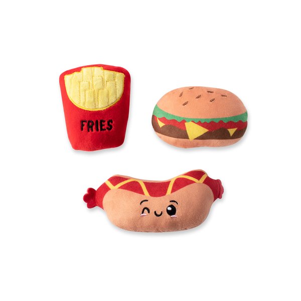 Fringe Studio Plush Dog Toy Set, Fast Foods, 3 Piece Set, for Small Dogs (289504)