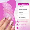 LoveOurhome 144pc Short Square Press on Nails Fake Nails Ombre Glue on Nails White Pink Ombre Pink Press on Nails Short False Nail Artificial Fingernails Women Stick on Nails with Glue Adhesive Tabs