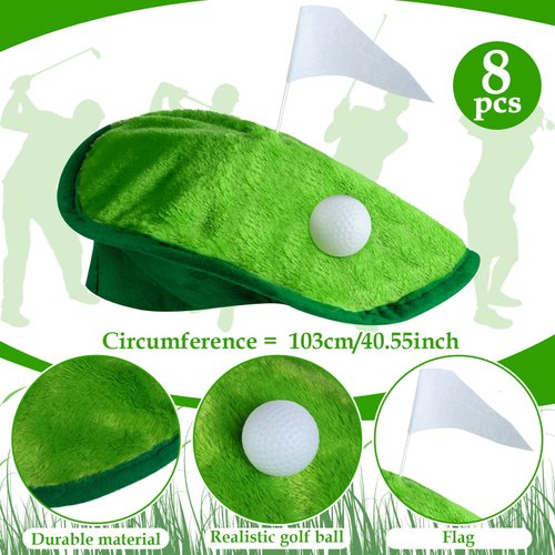 Funny Golf Hat Golf Party Costume Accessories Novelty Golfer Beret Hat with Golf Ball Flag for Golf Party Supplies (8 Set)