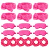 WHAVEL 18 Pcs Sleepover Party Supplies for Girls - Pink Party Favors Include 6 Spa Headband, 6 Silk Eye Mask and 6 Velvet Scrunchies for Spa Birthday, Bachelorette Party, Slumber Wedding (Hot Pink)