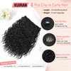 Hair Extensions, KUIRAN Clip in Hair Extensions 4PCS Black Hair Extension 12" Short Curly Hair Extensions Invisible Lace Weft Natural Soft Hairpieces for Women - Black