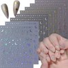 Moon Star Nail Stickers 8 Sheets 3D Nail Art Stickers Self-Adhesive Metallic Nail Decals Shiny Laser Nail Designs Gold Silver Nail Supplies Sun Moon Heart Nail Accessories for Women Nail Decorations