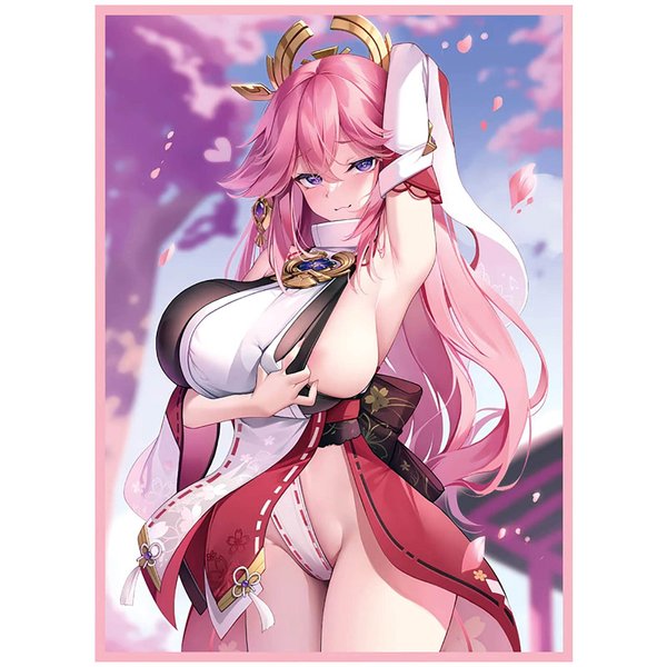 60ct (Yae Miko B) Holographic Standard Size Cards for MTG/TCG/PTCG Art Anime Printing Card Sleeves Protectors 67x 92 mm （A10）