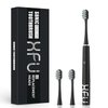 XFU Sonic Electric Battery Toothbrush for Adults and Kids, 3 Brush Heads, with 3 Modes and Waterproof IPX7, Bulid in 2 Mins Timer 24,000 VPM XFU-2007 (2007 Black)