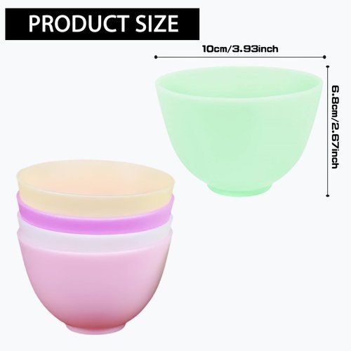 Rowcay 5 Pieces Diy Silicone Mask Mixing Bowls, 3.93-Inch Microwaveable Home Mask Bowls for Facial Masks, Mud Masks and Other Skin Care Products (5 Colors)