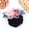 Leadigol Women Hair Bun Cover Net, Barrette Hair Clip Bow, Silk Flower Hair Clip, Barrettes Net Snood Hairnet Lace Bow, Flower Hairgrips Crochet Bun Net