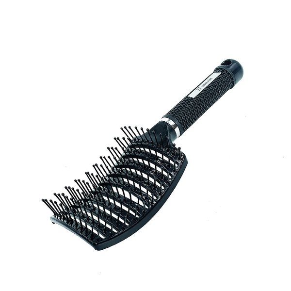 UltimateBrush Curved Vented Hair Brush,Vent Brush, Styling for Thick Long Hair, Detangling Massage Brush for Women or Men, Fast Drying Blow Dryer Brush Wet/Dry (Black)