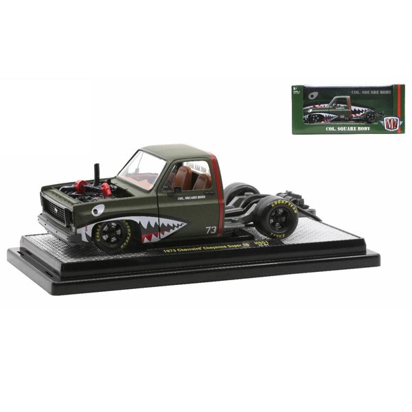 1:24 Scale Diecast Model Car for 1973 Chevy Cheyenne Super 10 SQUAREBODY Custom Bedless 40100-HS01 by M2 Machines