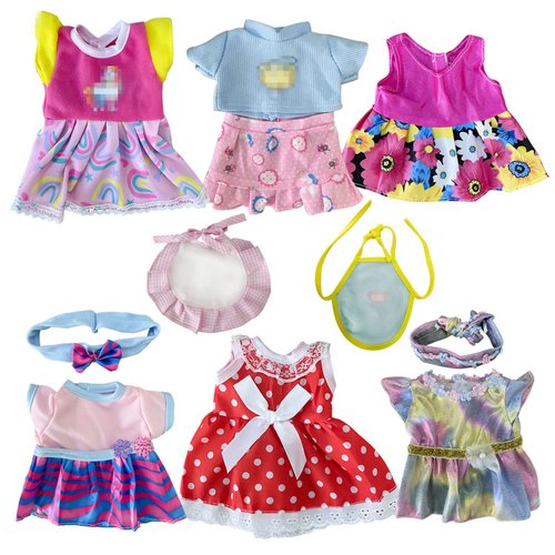 JING SHOW BUSSINESS Baby Doll Clothes - 6 Sets Girl Doll Clothes Dress for 10 11 12 Inch Doll, Baby Doll Clothes - Doll Outfits Accessories for Baby Doll Girl