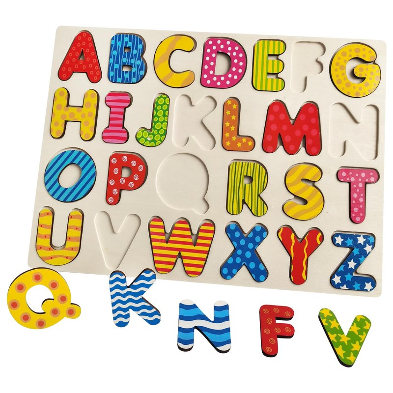 Alphabet Puzzle Wooden Puzzles for Toddlers, ABC Puzzle Shape Alphabet ...