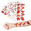 Crawfish Temporary Tattoos Lobster Party Decorations Favors Supplies Seafood Themed Cute Stickers 10 Sheets 100 PCS Gifts for Baby Girls Boys Class School Carnival