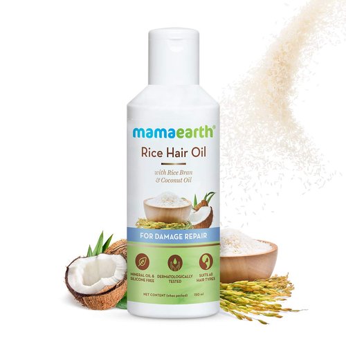 Mamaearth Rice Hair Oil with Rice Bran & Coconut Oil For Damaged, Dry and Frizzy Hair – 150ml