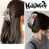 Halloween Hair Clips for Women Girls Bat Hair Claw Clips Silver Metal Hair Clips Non-Slip Claw Clips Halloween Hair Accessories Party Theme Hair Clips for Styling 1PCS