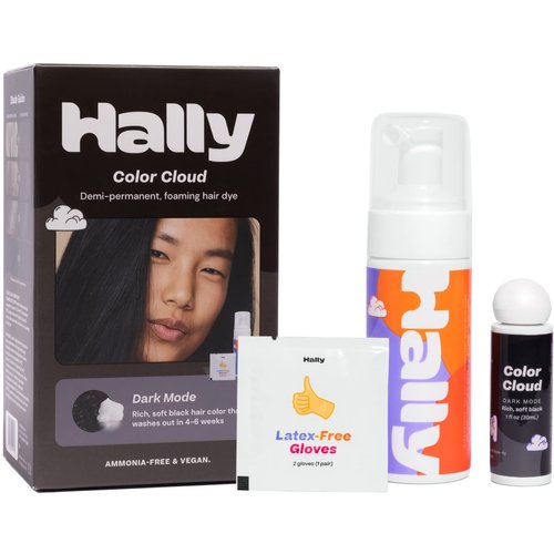 HALLY Color Cloud - Foaming Semi-Permanent Hair Dye Kit, Mess-Free Color Application, Gentle Formula Keeps Hair Nourished for Vibrant Long-Lasting Results up to 4-6 Weeks or 25 Washes - Dark Mode