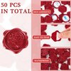 Whaline 50Pcs Wax Seal Stickers Red Rose Envelope Seal Stickers 3D Self-Adhesive Embossed Decals for Wedding Valentine Mother's Day DIY Greeting Invitation Cards Gift Decor