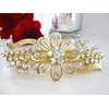 Gold flower shaped crystal hair barrette clip bridal clip bridal barrette
