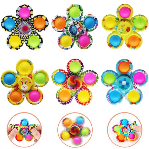 6 Pack Fidget Spinners, Pop Fidget Spinner for Kids, Pop Bulk Fidget Toys, Simple Popper Fidget Spinners Goodie Bag Basket Stuffers Classroom Prizes Party Favors Birthday Gifts Toys