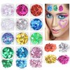 MEICOLY 12 Colors Body Glitter Face Glitter Set for St.Patrick's Day,Hair Glitter Chunky Glitter,Mermaid Face and Body Glitter Gel,Sparkly Glitter Makeup,Festival Glitter Paint,Body Glitter for Women