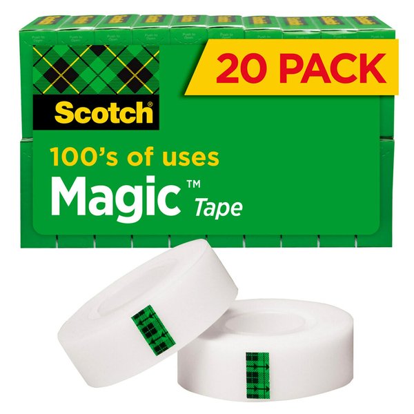 Scotch Magic Tape, Invisible, Home Office Supplies and Back to School Supplies for College and Classrooms, 20 Rolls