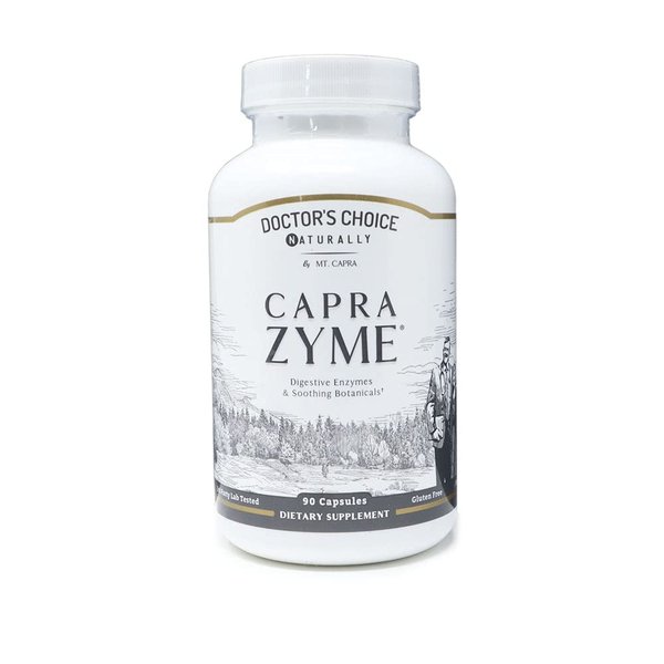 MT. CAPRA SINCE 1928 CapraZyme | Vegetarian Digestive Enzyme Supplements for Men and Women, Amylase, Lipase, Bromelain, Protease, with Botanical Blend Grapefruit, Ginger, Turmeric - 90 Pills