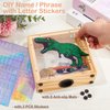Piggy Bank for Kids, Wooden Money Coin Bank for Boys and Girls, Dinosaur Unicorn Piggy Banks with DIY Stickers for Birthday, Easter Gifts (Green)