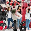 16th Birthday Decorations for Boys and Girls Red Black, Sweet 16 Party Decorations-Happy 16th Birthday Banner Number 16 Balloon Foil Crown Balloon Hanging Swirls Fringe Curtains Tablecloth