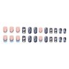 Halloween Press on Nails Medium Square SWEKKE French Fake Nails White Spider Web Full Cover Nightmare Before Christmas Nails Glossy False Nails Artificial Acrylic Nails for Women Girls 24 Pcs
