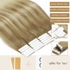 Loxxy Tape in Extensions Human Hair Real Remy Hair Extensions Tape in Human Hair Natural Straight Invisible Double sided Balayage #8-60 Light Brown With Platinum Blonde 20pcs 50g/pack 16Inch
