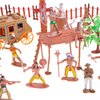 PowerTRC 58 Pcs Wild West Cowboys and Indians Plastic Figures Toys Play Set, Toy Figure Action Soldiers and Native American Accessories Figure Playset Birthday Gift