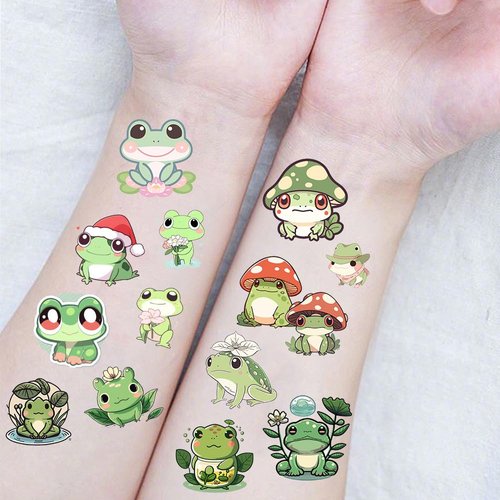 LOOGFDC Temporary Tattoos,10sheets Fat Frog Animals Temporary Tattoos Sticker For Kids Face Hands Fake Tattoo DIY Sticker,Party Favors, Cute Decorations