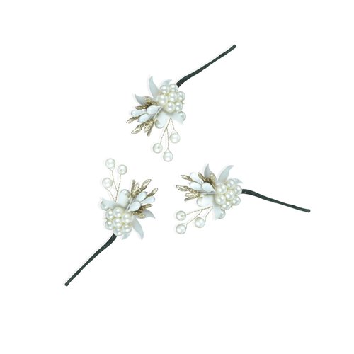 3pcs Crystal Bride Wedding Pearl Hair Pins Flower Hair Piece Rhinestone Bridal Hair Accessories for Bun Women and Girls Silver Flower Headpieces for Brides Bridesmaids Women Girls