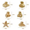 FRDTLUTHW 6PCS Mini Metal Hair Claw Clips for Thin Hair,Gold Hair Jaw Clamps,Beach Essentials,Strong Hold Non-slip Sea Shell and Halloween Small Hair Barrettes,Cute Hair Accessories for Women(Gold)