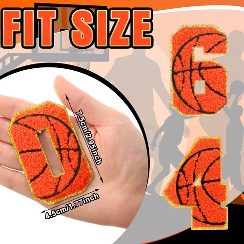 Hotop 30 Pcs 3.14 inch Chenille Letter Patches Iron on Patches for Clothing Sports Patches Chenille Embroidered Applique for Bags Hat DIY Clothing Jackets Backpacks Repair (Basketball Number Style)